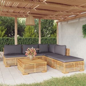 vidaXL Juego Muebles De Jardín 6 Piezas Y Cojines Madera Maciza Teca