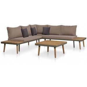 vidaXL Juego Muebles De Jardín 4 Piezas Y Cojines Madera Maciza Acacia