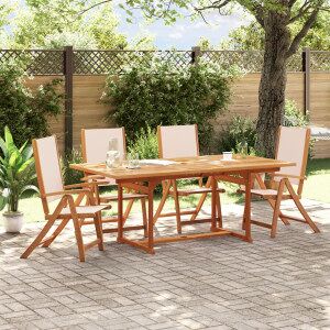 vidaXL Juego Comedor De Jardín 5 Pzas Madera Maciza Acacia Y Textileno