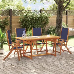 vidaXL Juego Comedor De Jardín 5 Pzas Madera Maciza Acacia Y Textileno