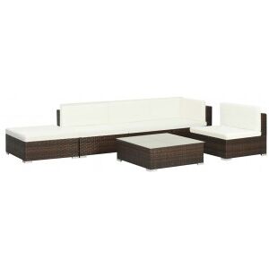 vidaXL Set Muebles De Jardín 6 Piezas Y Cojines Ratán Sintético Marrón