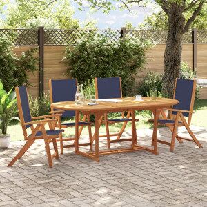 vidaXL Juego Comedor De Jardín 5 Pzas Madera Maciza Acacia Y Textileno