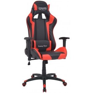 Silla De Escritorio Reclinable Racing De Cuero Artificial Roja