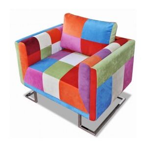 Sillón Con Diseño De Cubo De Retales De Tejido Con Patas Cromadas