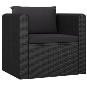 Sillón Con Cojines De Ratán Sintético Negro