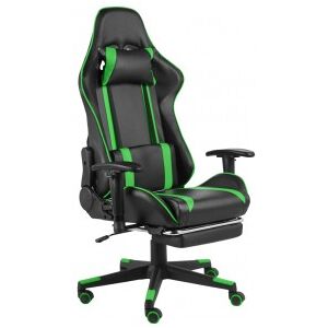 Silla Gaming Giratoria Con Reposapiés Pvc Verde