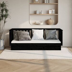 Sofá Cama Madera Maciza De Pino Negro 75x190 Cm