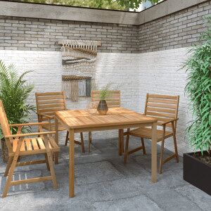 Mesa De Comedor De Jardín Madera Maciza De Teca 110x110x77 Cm