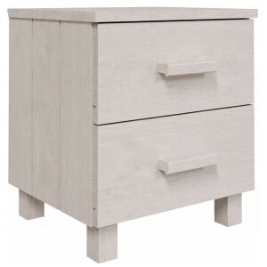 Mesita De Noche Hamar Madera Pino Maciza Blanco 40x35x44.5 Cm