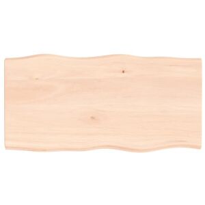 Tablero De Mesa Madera Maciza Roble Borde Natural 100x50x4 Cm