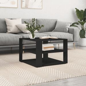 Mesa De Centro Madera De Ingeniería Negro 59.5x59.5x40 Cm