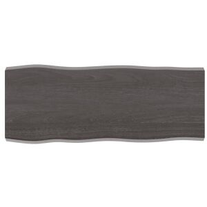 Tablero Mesa Madera Tratada Roble Borde Natural Gris 100x40x4cm