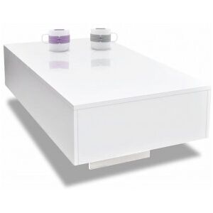 Mesa De Centro Rectangular Blanco Con Brillo