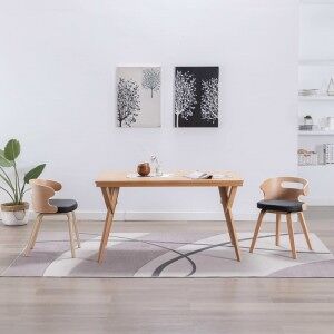 Silla De Comedor De Madera Curvada Y Cuero Sintético Negro