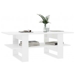 Mesa De Centro De Aglomerado Blanco Con Brillo 110x55x42 Cm