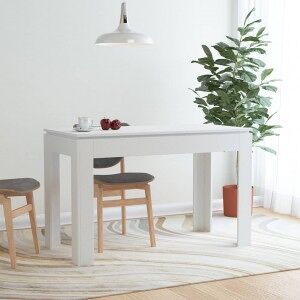 Mesa De Comedor De Madera Contrachapada Blanco 120x60x76 Cm