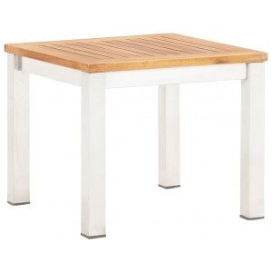 Mesa Auxiliar Jardín Madera Acacia Acero Inoxidable 45x45x38cm