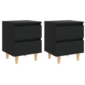 Mesitas De Noche 2 Uds Con Patas Madera Pino Negro 40x35x50 Cm