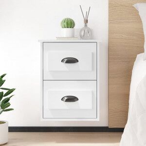 Mesitas De Noche De Pared 2 Uds Blanco Brillante 41.5x36x53 Cm