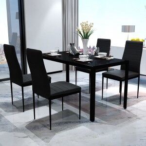 Conjunto De Mesa Y Sillas De Comedor 5 Piezas Negro