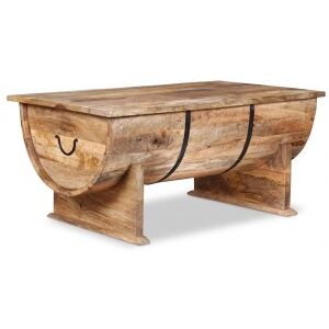 Mesa De Centro De Madera De Mango Maciza 88x50x40 Cm