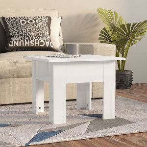 Mesa De Centro Madera De Ingeniería Brillo Blanco 55x55x42 Cm