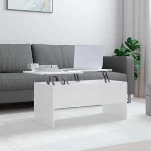 Mesa De Centro Contrachapada Blanco Brillo 102x50.5x46.5 Cm