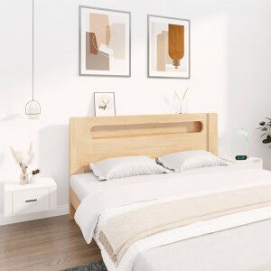 Mesitas De Noche De Pared 2 Uds Blanco 50x36x25 Cm