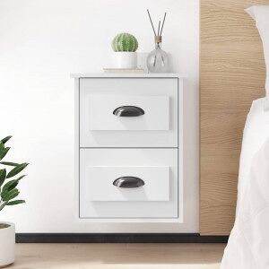 Mesitas De Noche De Pared 2 Uds Blanco 41.5x36x53 Cm