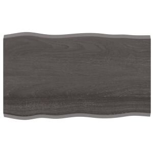 Tablero Mesa Madera Tratada Roble Borde Natural Gris 100x60x2cm