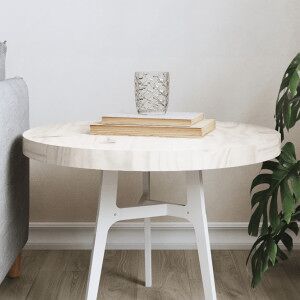 Tablero De Mesa Redondo Madera Maciza De Pino Blanco Ø50x3 Cm