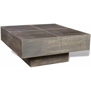 Mesa De Centro Cuadrada De Madera Maciza De Mango Marrón