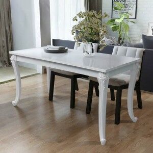 Mesa De Comedor 116x66x76 Cm Blanco Brillante