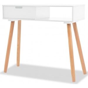 Mesa Consola De Madera Maciza De Pino Blanca 80x30x72 Cm