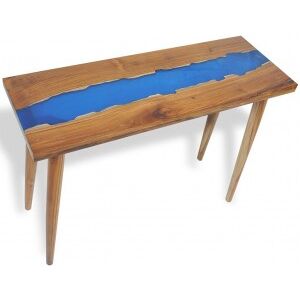 Mesa Consola De Teca Y Resina 100x35x75 Cm