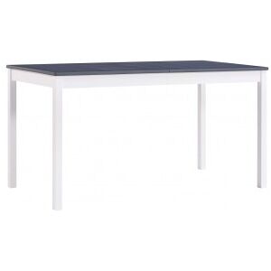 Mesa De Comedor De Madera De Pino Blanco Y Gris 140x70x73 Cm