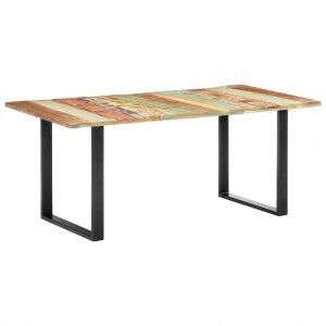 Mesa De Comedor De Madera Maciza Reciclada 180x90x76 Cm