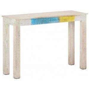 Mesa Consola De Madera De Mango Rugosa Blanca 115x35x77 Cm