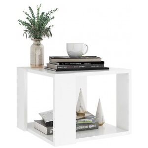 vidaXL Mesa De Centro De Madera Contrachapada Blanco 40x40x30 Cm