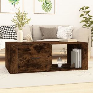 vidaXL Mesa De Centro Madera Contrachapada Roble Ahumado 100x50.5x35cm