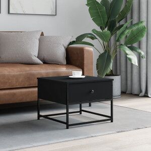 vidaXL Mesa De Centro Madera De Ingeniería Negra 51x51x40 Cm