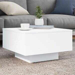 vidaXL Mesa De Centro Madera De Ingeniería Blanco 55x55x31 Cm