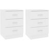 vidaXL Mesitas De Noche 2 Uds Madera Contrachapada Blanco 38x35x56 Cm