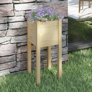 Jardinera De Madera Maciza De Pino 31x31x70 Cm