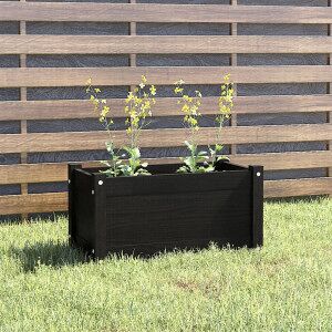 Jardinera De Madera Maciza De Pino Negro 60x31x31 Cm