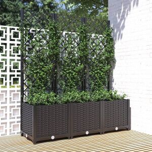 Jardinera Con Enrejado Pp Negro 120x40x136 Cm