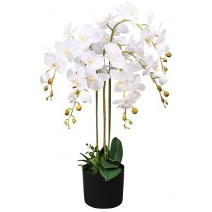 Planta De Orquídea Artificial Con Macetero Blanca 75 Cm