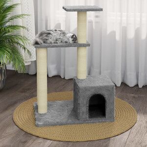 Rascador Para Gatos Con Postes De Sisal Gris Claro 71 Cm