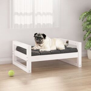 Cama Para Perros Madera Maciza De Pino Blanco 65.5x50.5x28 Cm