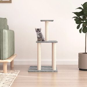 Rascador Para Gatos Con Postes De Sisal Gris Claro 85.5 Cm